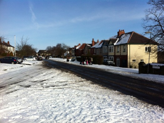 Sunday lunchtime: main roads through Crosspool such as Watt Lane were clear
